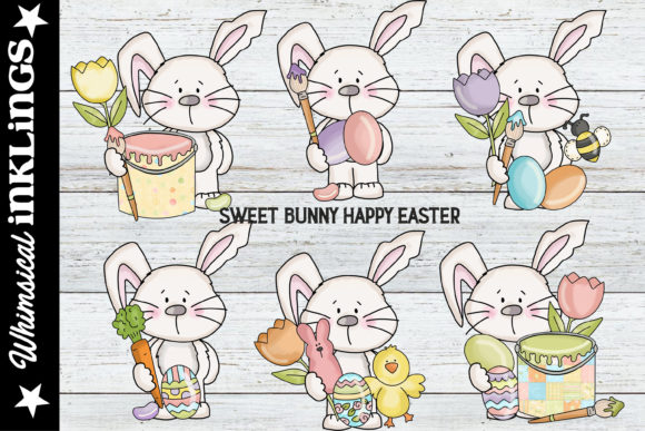 Download Sweet Bunny Happy Easter Clipart - Easter clipart Collection