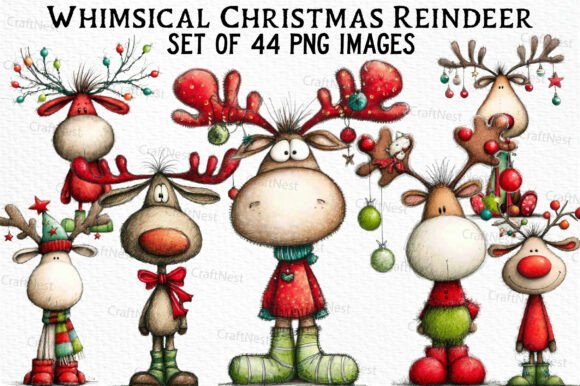 Download Whimsical Christmas Reindeer Clipart - Deer clipart Collection