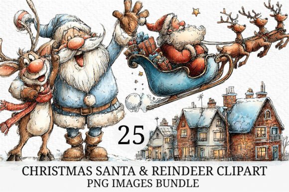 Download Christmas Santa &amp; Reindeer Clipart - Deer clipart Collection