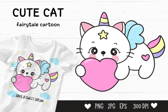 Download Cute Cat Cartoon Kawaii Clipart Fairy - Kawaii clipart Collection